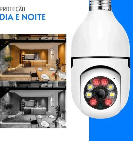 Câmera Wi-Fi Inteligente 360° Com Visão Noturna HD - Tudo on